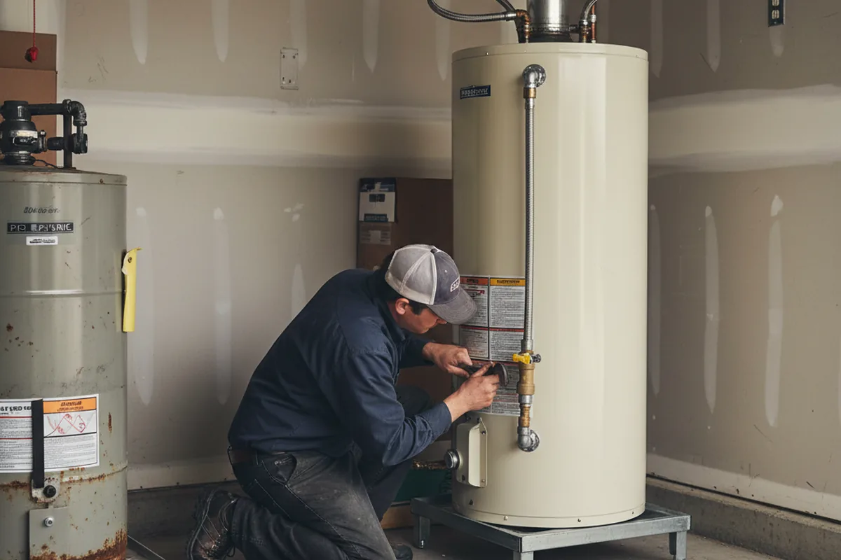 Water heater and shutoff valve replacement in Economy