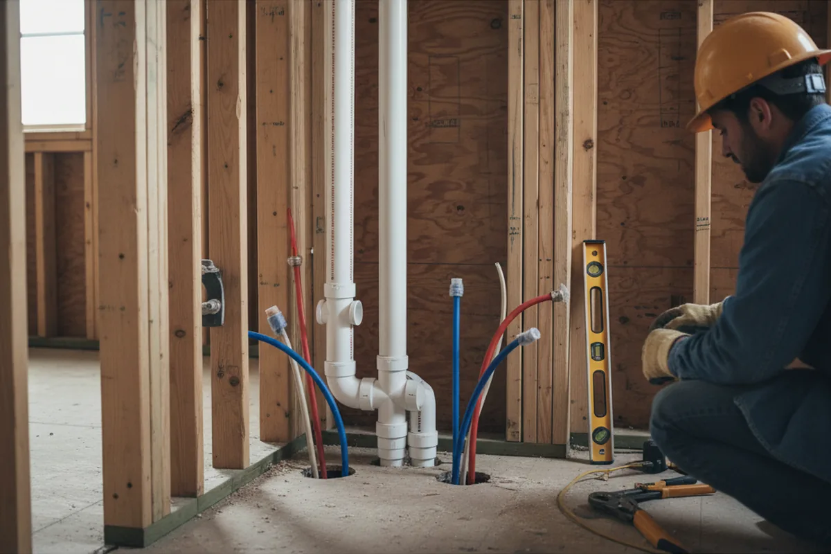 Drain and supply rough-in during Toilet Repair and Installation in Economy